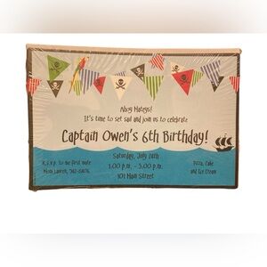 3/$18 Pirate Themed Birthday Party Invitations- 20 per Set. New.